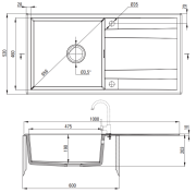Zlewozmywak granitowy 1-komorowy z ociekaczem Eridan Deante ZQET713