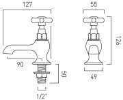 Para baterii umywalkowych Axbridge Cross nikiel polerowany Vado