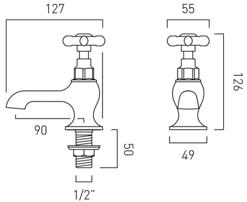 Para baterii umywalkowych Axbridge Cross nikiel polerowany Vado