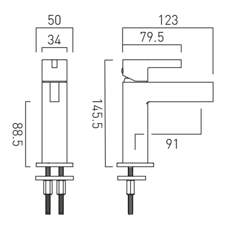 Bateria VADO EDIT umywalkowa mini złota szczotkowana
