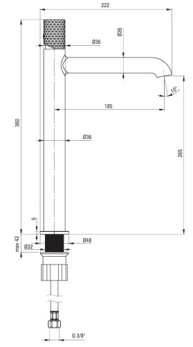 Bateria umywalkowa wysoka stal szczotkowana Silia Hexa Deante