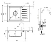 Zlewozmywak granitowy z baterią 1-komorowy z ociekaczem Zorba Deante