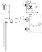 Bateria wannowa z zestawem prysznicowym Silia Deante nero
