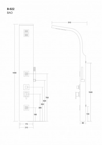 Corsan bao b022 bambusowy z chromowanym wykończeniem i termostatem