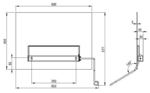 Lustro odchylane 60x45 cm lewe stal Lehnen