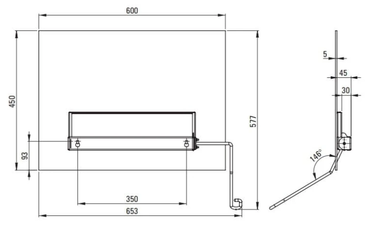 Lustro odchylane 60x45 cm lewe stal Lehnen