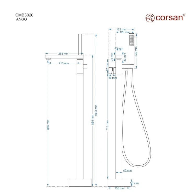 Bateria wannowa wolnostojąca corsan cmb3020bl