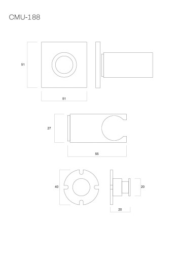 Uchwyt prysznicowy corsan cmu188bl do słuchawki prysznicowej czarny