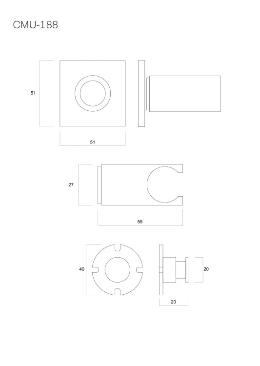 Uchwyt prysznicowy corsan cmu188bl do słuchawki prysznicowej czarny