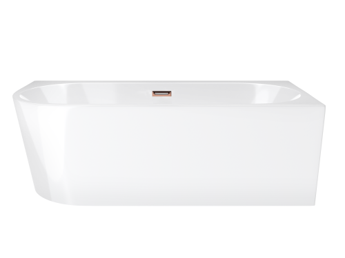 Wanna wolnostojąca narożna corsan intero 150 x 74 z szeroką krawędzią montaż prawostronny korek klik-klak miedziany / różowe zło