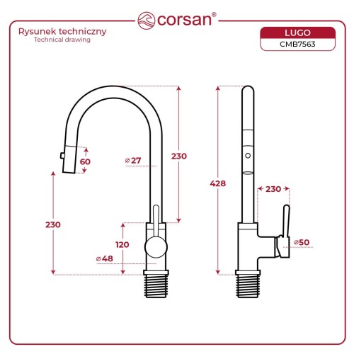 Bateria corsan cmb7563bgl lugo szczotkowane złoto