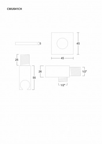 Uchwyt prysznicowy corsan cmu041ch z przyłączem do słuchawki prysznicowej
