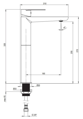 Bateria umywalkowa wysoka chrom Alpinia Deante