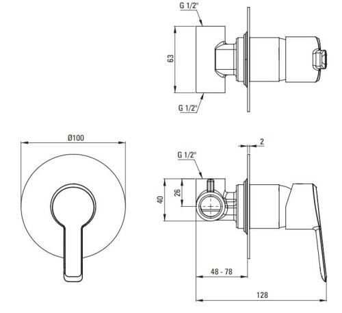 Bateria prysznicowa podtynkowa Arnika Deante złota