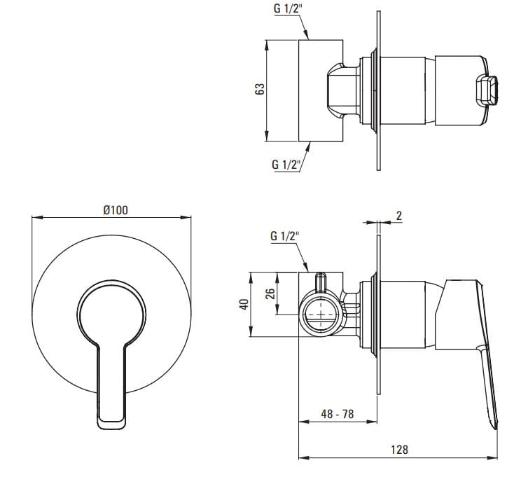 Bateria prysznicowa podtynkowa Arnika Deante złota