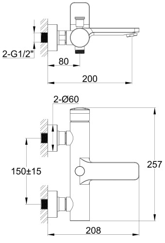 Bateria wannowa natynkowa Texen KOHLMAN QW110T