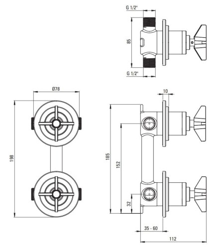 Bateria prysznicowa podtynkowa chrom Temisto Deante BQT044P