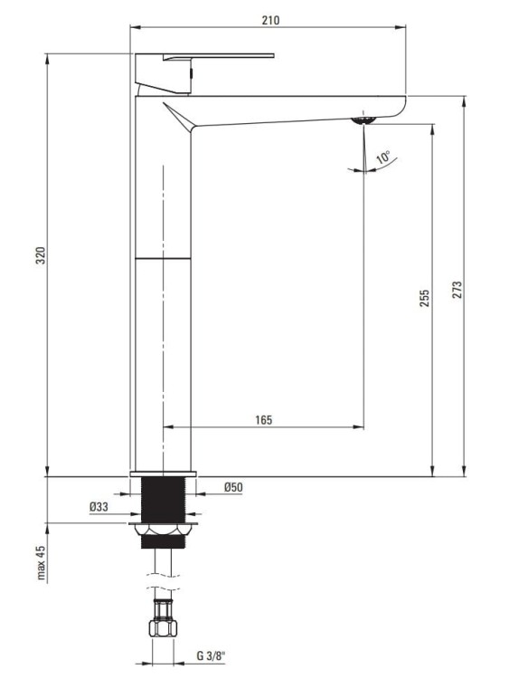 Bateria umywalkowa wysoka złota Alpinia Deante