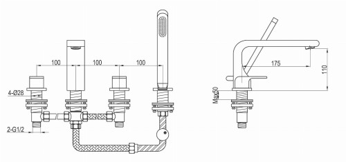 Bateria wannowa 4-otworowa Saxo KOHLMAN QB240S