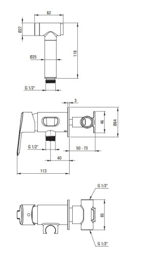 Bateria bidetowa podtynkowa ze słuchawką typu bidetta Arnika Deante Titanium