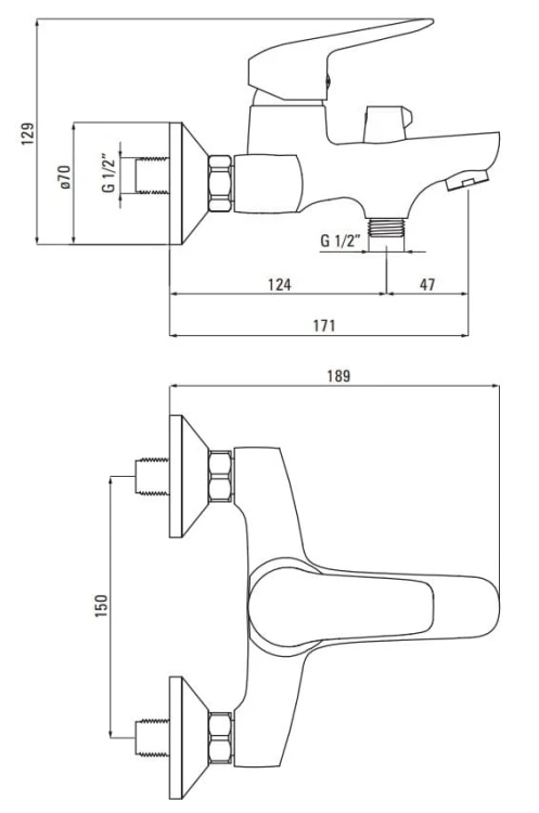 Bateria wannowa ścienna Boro nero czarna Deante