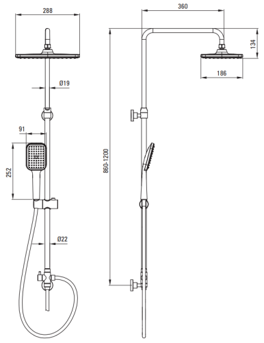 Deszczownica 1-funkcyjna chrom Tubo Deante