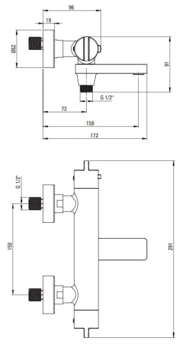 Bateria wannowa termostatyczna Deante stal szczotkowana