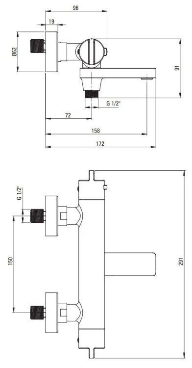 Bateria wannowa termostatyczna Deante stal szczotkowana