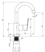 Bateria umywalkowa stojąca z obrotową wylewką U Deante Arnika Nero BQA_N24M