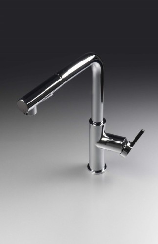 Bateria kuchenna z wyciąganą wylewką chrom Momi Deante