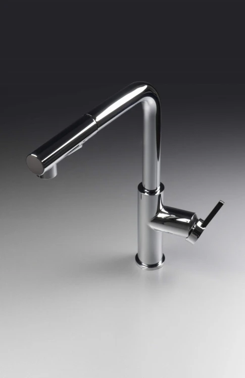 Bateria kuchenna z wyciąganą wylewką chrom Momi Deante