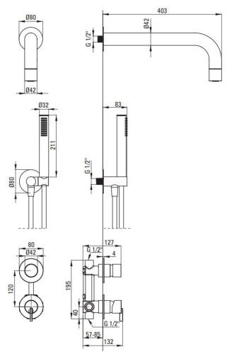 Zestaw prysznicowy podtynkowy Silia Deante nero czarny