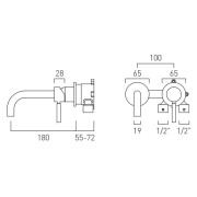 Bateria VADO ORIGINS umywalkowa podtynkowa czarna szczotkowana