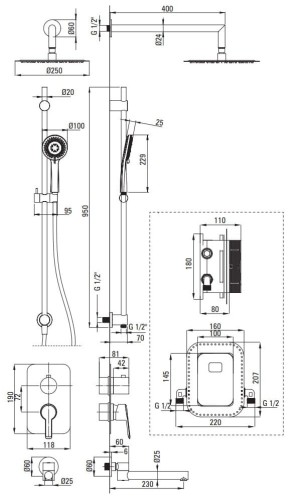 Zestaw prysznicowy z BOXem mieszaczowym Arnika Deante chrom