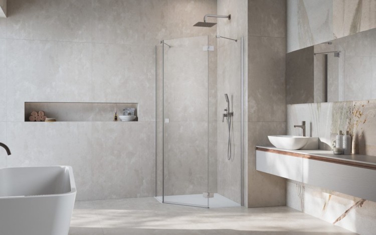 Kabina pięciokątna Radaway Essenza Brushed Nickel PTJ prawa