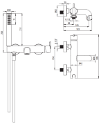 Bateria wannowa z zestawem prysznicowym brąz szczotkowany Silia Deante