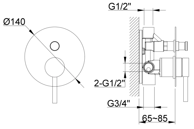 Bateria wannowa podtynkowa złota Axel Gold KOHLMAN QW210AGD