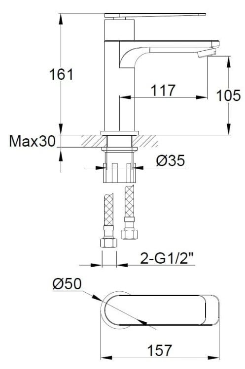 Bateria umywalkowa stojąca Wexpo KOHLMAN QB100W