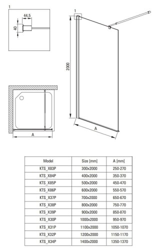 Ścianka prysznicowa / walk-in Kerria Plus 100x200 Deante