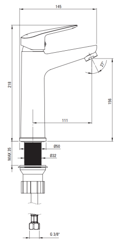 Bateria umywalkowa podwyższona chrom Boro Deante