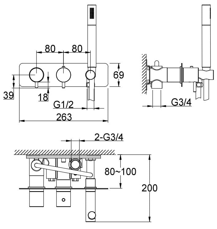 Bateria wannowa podtynkowa termostatyczna Axel KOHLMAN QW265A