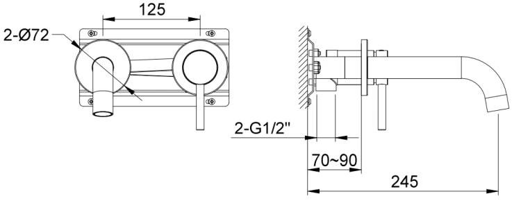 Bateria umywalkowa podtynkowa czarna Axel Black KOHLMAN QW180AB