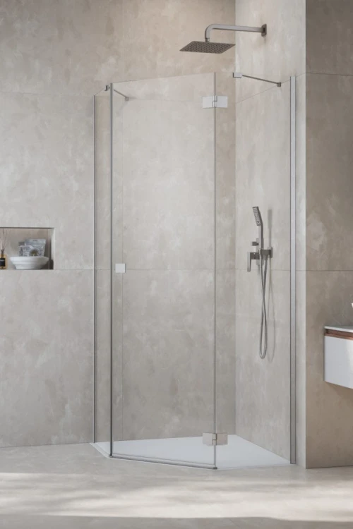 Kabina pięciokątna Radaway Essenza 8 Brushed Nickel PTJ prawa