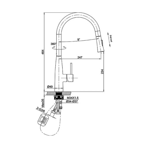 Bateria kuchenna z wyciąganą wylewką Orion Chrome Lavita