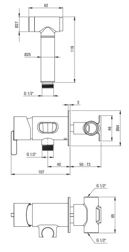 Bateria bidetowa podtynkowa bidetta bianco Silia Deante