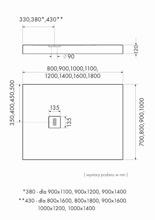 Brodzik prostokątny NONLIMITS White Stone 80x100 Schedpol Schedline, biały