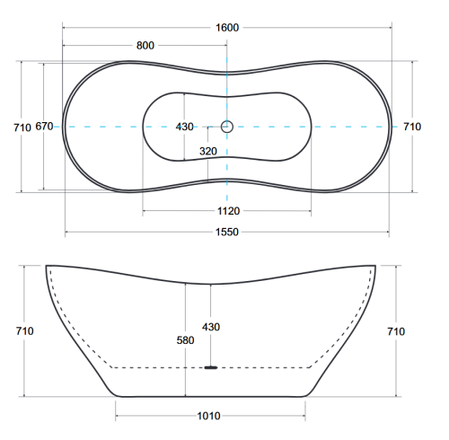 Wanna wolnostojąca Besco VIYA B&amp;W 160x70 + bateria Illusion I