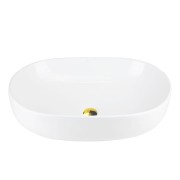 Umywalka nablatowa olvena uc5566gl 600x400x150mm owalna złoty korek