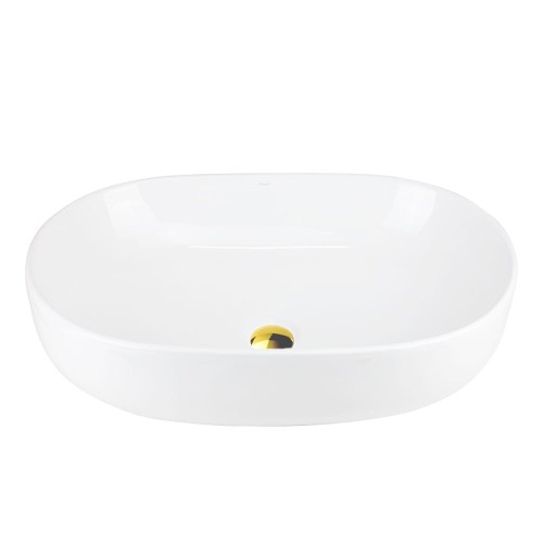 Umywalka nablatowa olvena uc5566gl 600x400x150mm owalna złoty korek