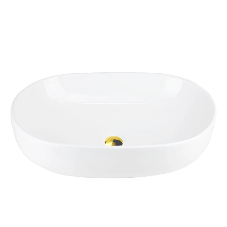 Umywalka nablatowa olvena uc5566gl 600x400x150mm owalna złoty korek